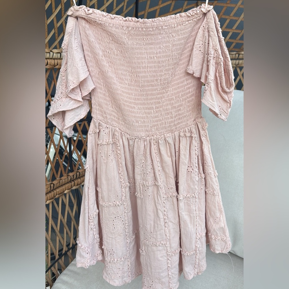 Pink Boho Off-Shoulder Dress